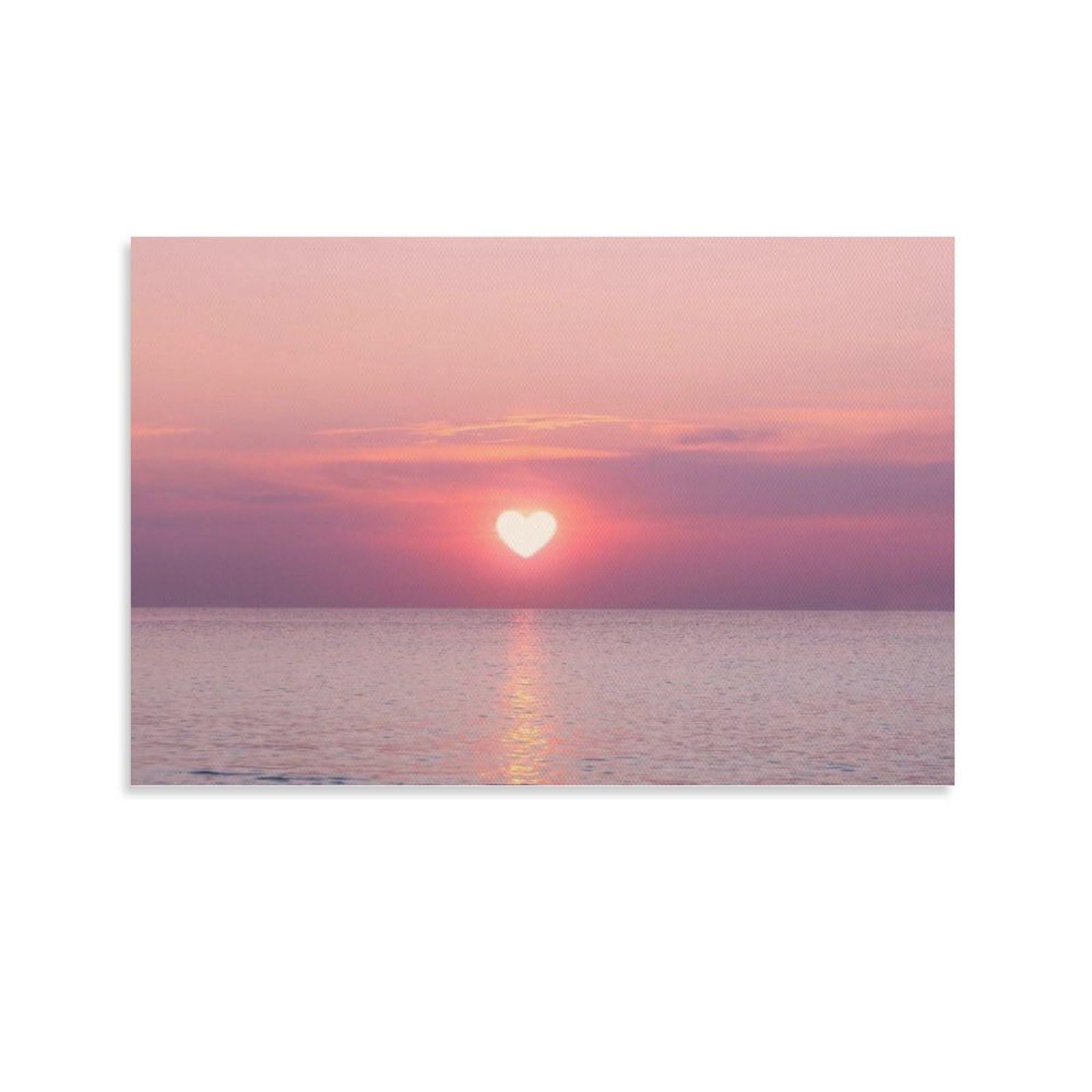 Amazon.co.jp: ピンクハート 太陽 海 夕焼け 風景 ヴィンテージ